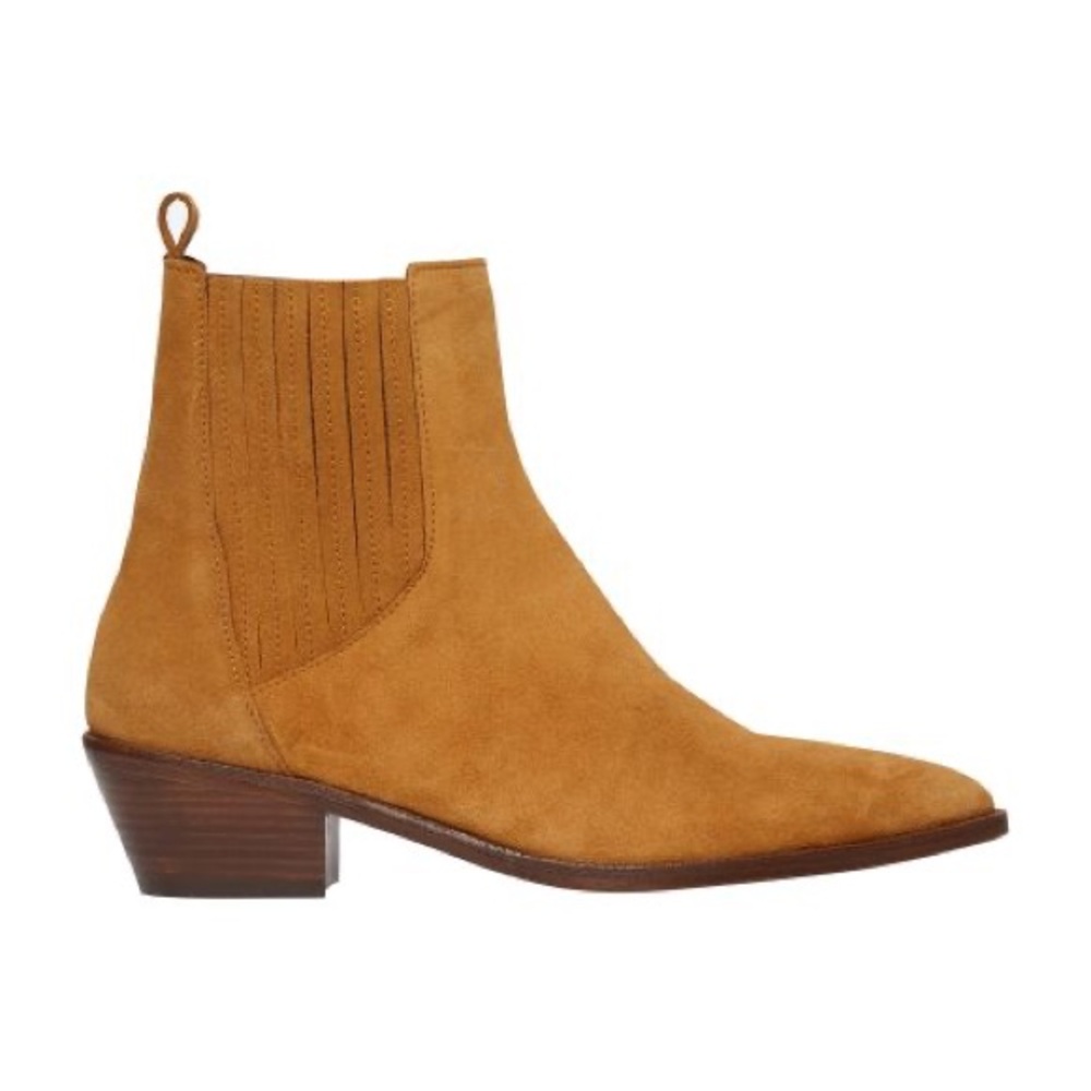 Vanessa Bruno Suede Cowboy Ankle Boots in Biscuit 40 NWOT